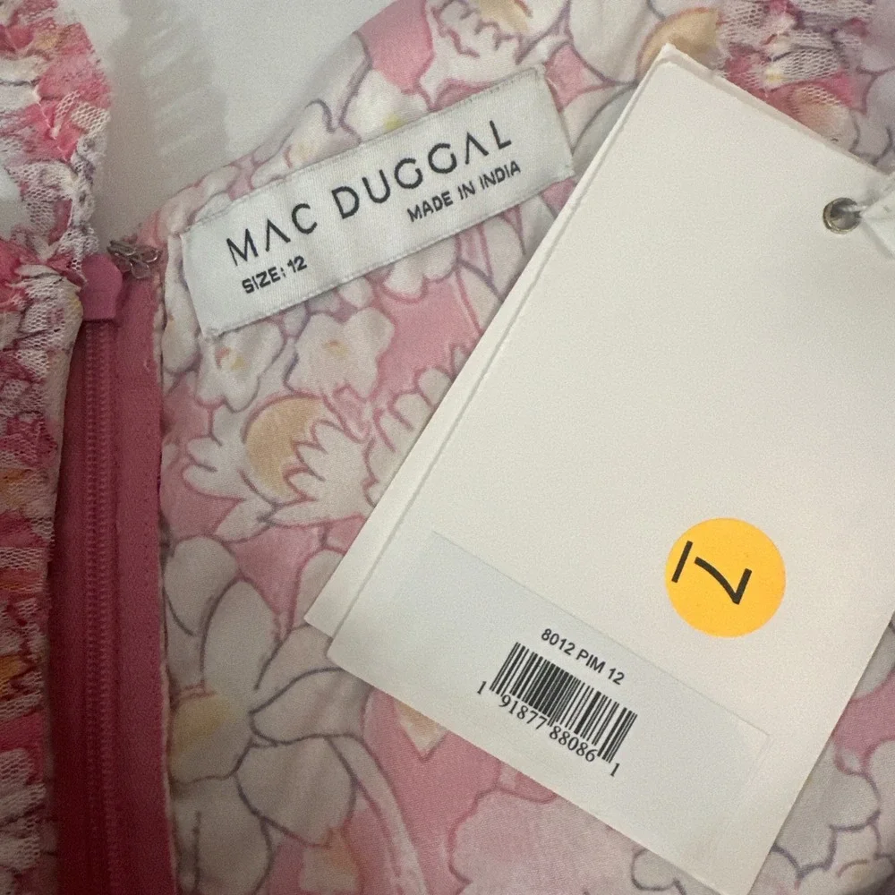 NWT Mac Duggal [ 12 ] 8012 Floral V-Neck Floral A line Midi Dress In Pink #S1938 - Picture 7 of 16